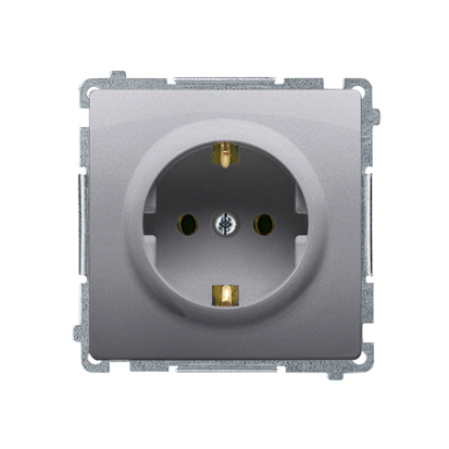 Simon Basic Enkelt uttag SCHUKO z/u 16A IP20 rostfritt stål BMGSZ1.01/21