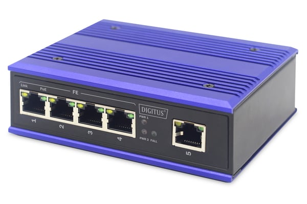 ASSMANN Electronic DN-650107 netværksswitch Fast Ethernet (10/100) Strøm over Ethernet (PoE) Sort, Blå