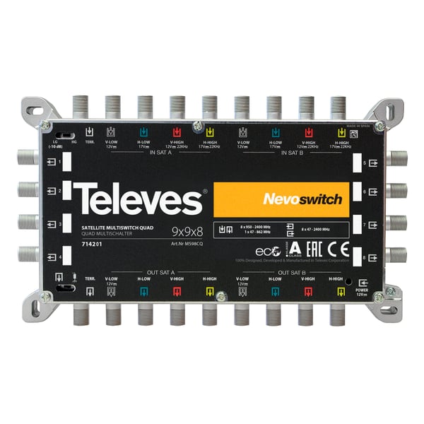 Miniatyrbillede 1 af 2: Televes 714201 satellit multikontakt 9 inputs 17 outputs