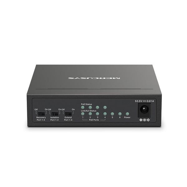 Mercusys MS106LP netværksswitch Administreret Fast Ethernet (10/100) Strøm over Ethernet (PoE) Sort