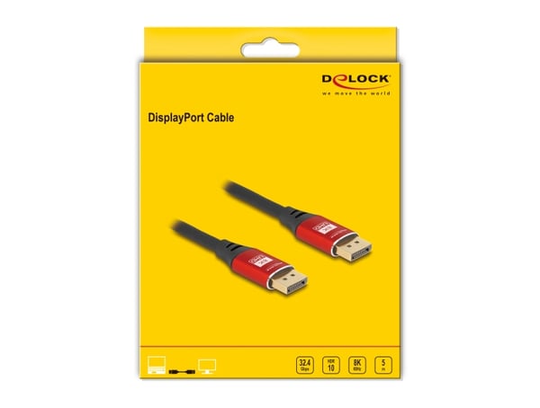 Miniatyrbillede 3 af 3: DeLOCK 80607 DisplayPort kabel 5 m Sort, Rød