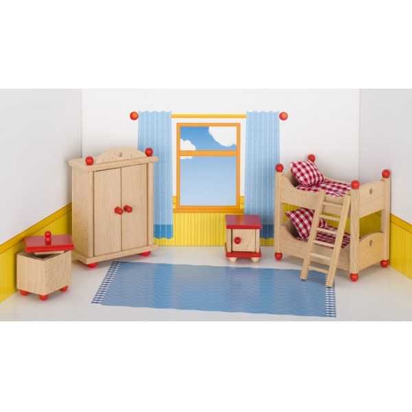 Miniatyrbillede 2 af 2: Goki Furniture for flexible puppets, children's room Dukkesoveværelse