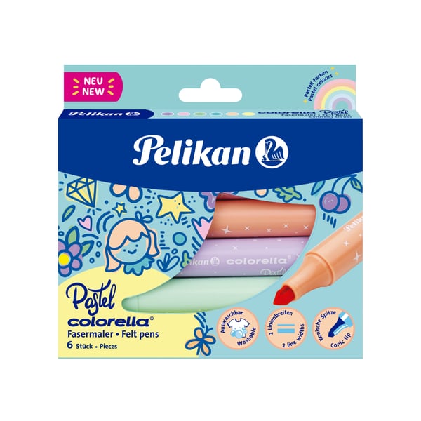 Pelikan Colorella Pastell stiftpennor Multifärg, Pastel 6 styck