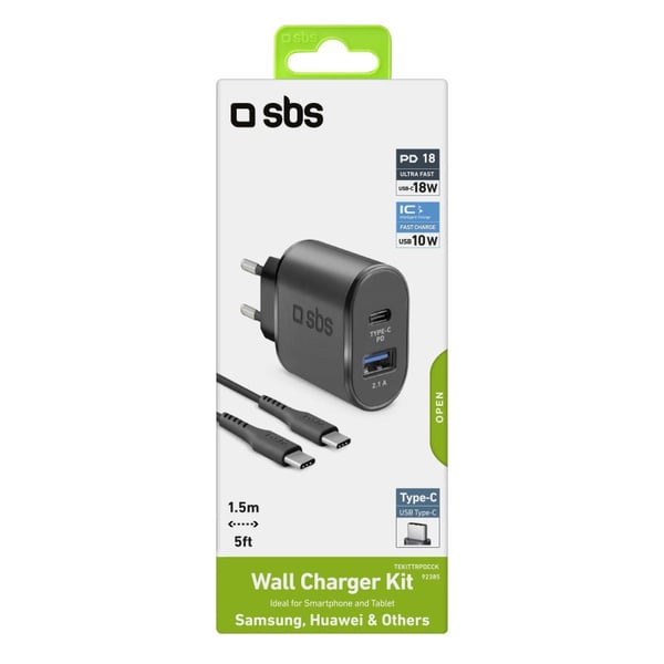 SBS TEKITTRPDCCK virta-adapteri ja vaihtosuuntaaja Sisätila 18 W Musta