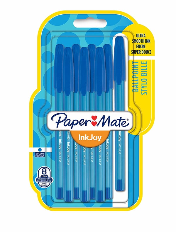 Miniatyrbillede 1 af 2: Papermate InkJoy 100 ST Blå Kuglepen Mellem 8 stk
