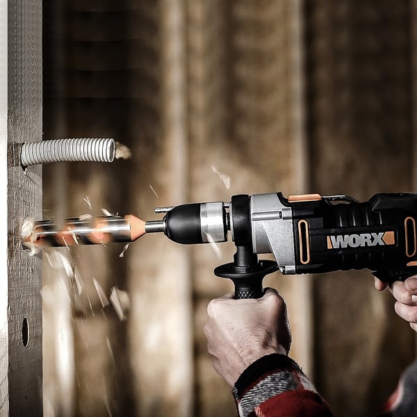 WORX WX318 bor 3000 rpm Nøglefri 2,4 kg Sort, Okker