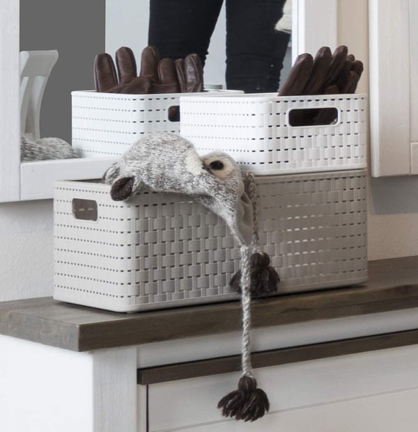 Miniatyrbillede 4 af 4: Rotho 6608601100WS opbevaringskasse Opbevaringskurv Rektangulær Rattan Hvid