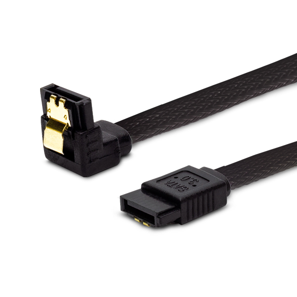 Savio GAK-04 Kabel SATA III 30cm, oplot czarny, ktowy, zote zatrzaski SATA-kabel 0,3 m SATA 7-pin 2 x SATA 7-pin Sort