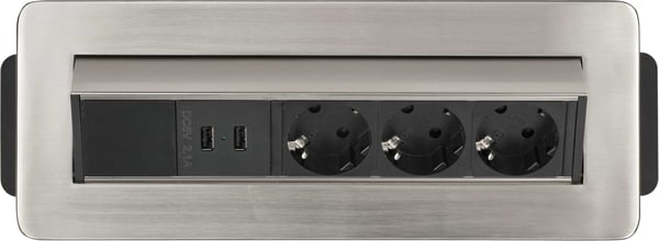 Brennenstuhl 1396200113 stikdåse 2 m 3 AC stikkontakt(er) Indendørs Sort, Rustfrit stål