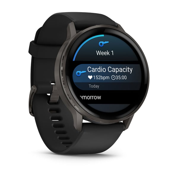 Garmin Venu 4 3,56 cm (1.4") AMOLED 45 mm Digitaalinen 454 x 454 pikseliä Kosketusnäyttö Musta Wi-Fi GPS (satelliitti)