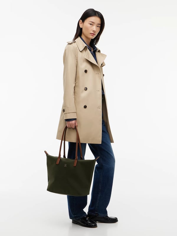 Miniatyrbillede 2 af 5: Tommy Hilfiger Popette Tote Bag Læder, Nylon Oliven Mulepose