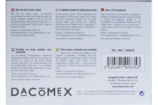 Dacomex 190835 rensegrej til værktøj Laptop Udstyrsrensning servietter