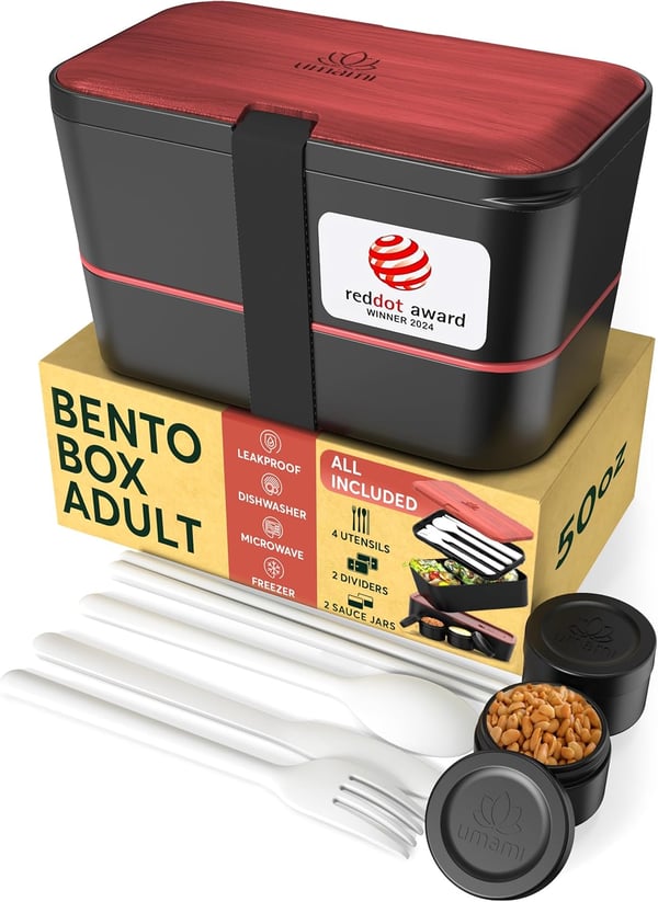 Umami Nestable Bento Box Frokostbokssæt 1,5 L Sort, Rosentræ 1 stk
