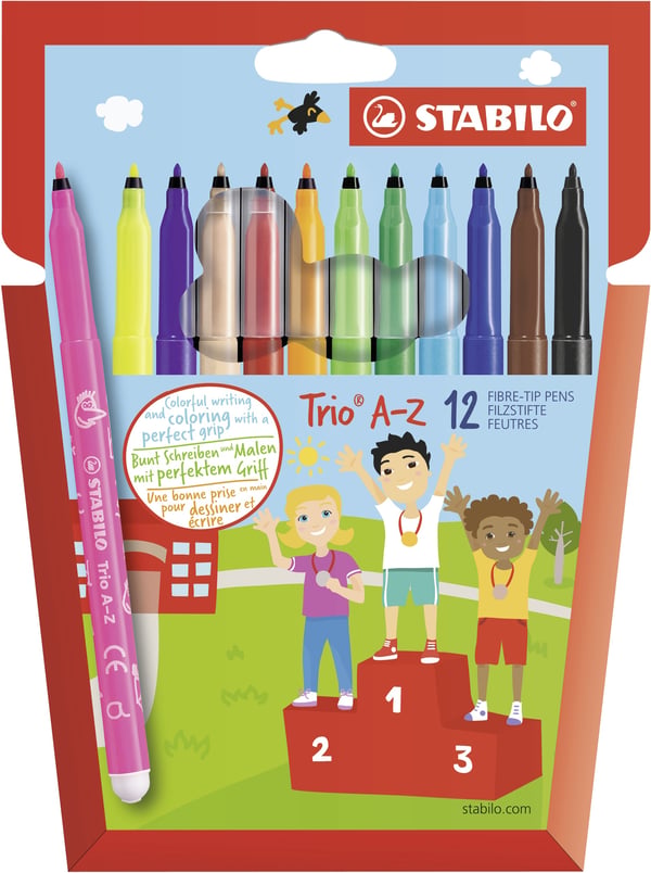 Miniatyrbild 1 av 7: STABILO Trio A–Z stiftpennor Fin Multifärg 12 styck
