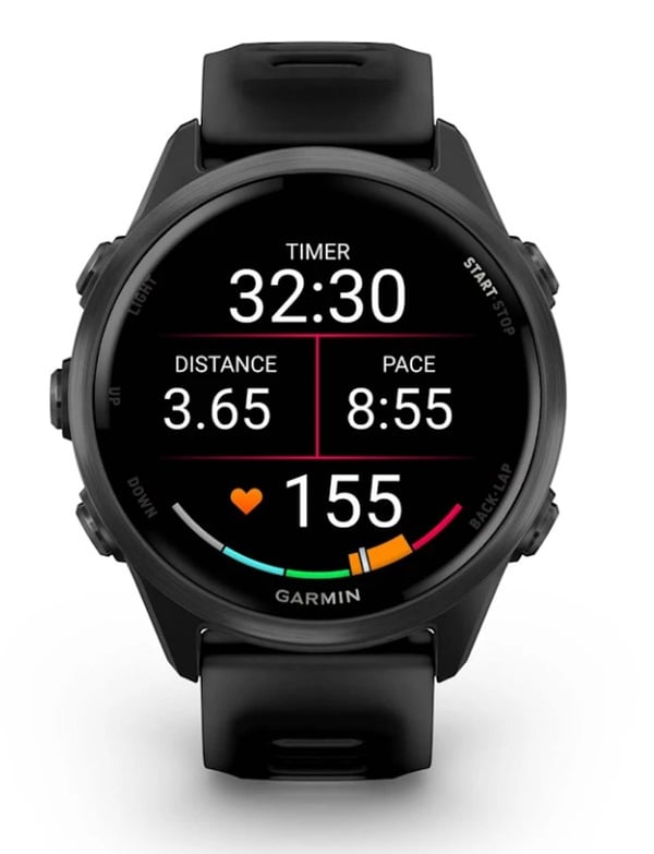 Pikkukuva 7 / 8: Garmin Forerunner 570 3,05 cm (1.2") AMOLED 42 mm Digitaalinen 390 x 390 pikseliä Kosketusnäyttö Musta Wi-Fi GPS (satelliitti)