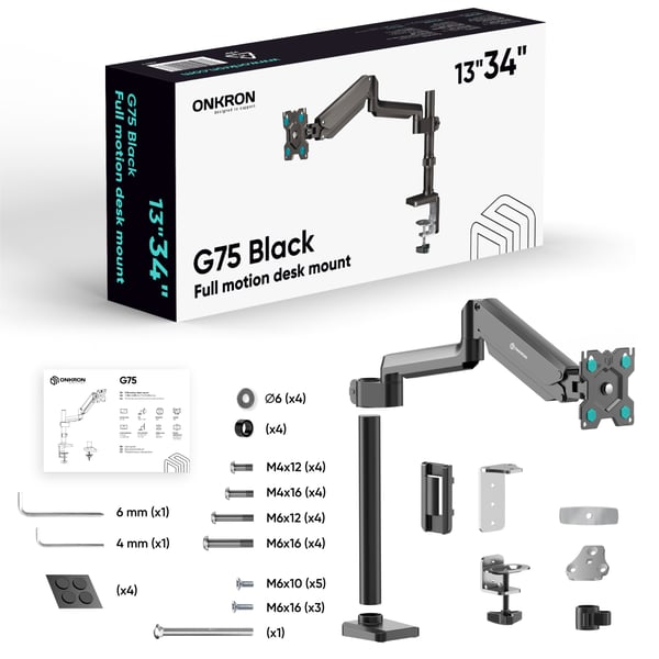 ONKRON G75 86,4 cm (34") Skrivebord Sort