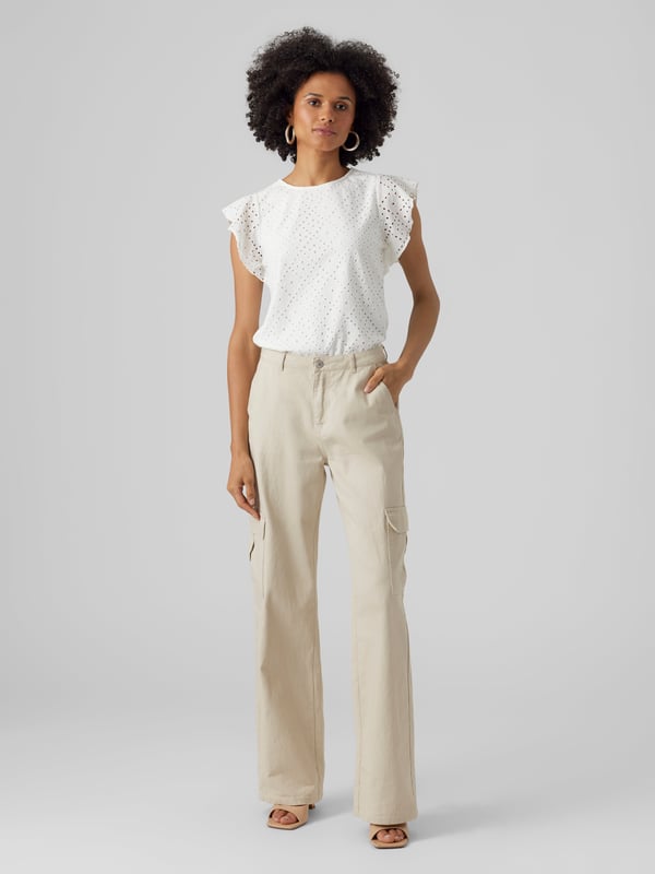Vero Moda VMTASSA T-Shirt,10286067,XS Rund krave Ærmeløs Polyester, Elastin
