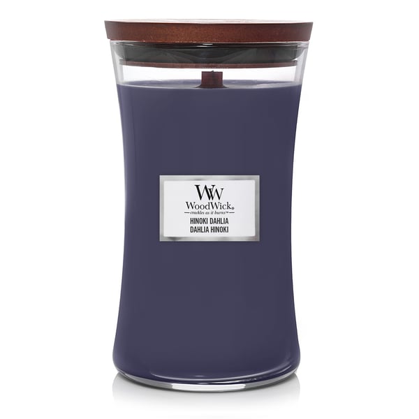 Miniatyrbillede 1 af 2: WoodWick Hinoki Dahlia vokslys Cylinder Violet 1 stk