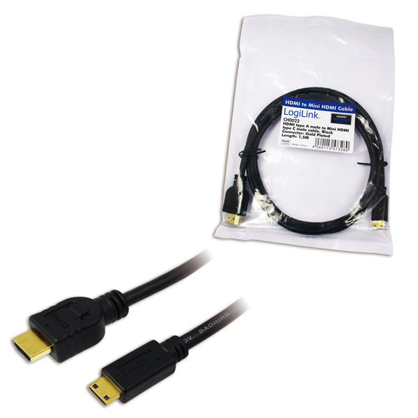 Pikkukuva 2 / 2: LogiLink CH0022 HDMI-kaapeli 1,5 m HDMI-tyyppi A (vakio) HDMI Type C (Mini) Musta