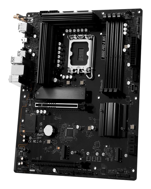 ASRock B860 Pro-A WiFi - Emolevy - micro ATX - LGA1851-kanta - B860-piirisarja - USB-C Gen 2x2, U
