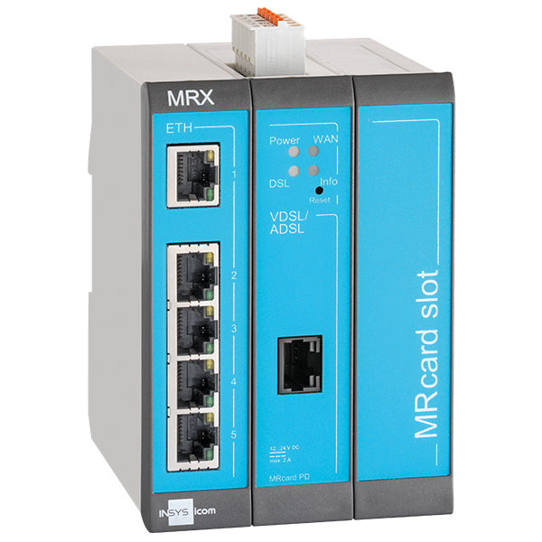 Insys Microelectronics MRX3 DSL-B kabelansluten router Snabb Ethernet Blå, Grå Insys Microelectronics MRX3 DSL-B kabelansluten router Snabb Ethernet Blå, Grå