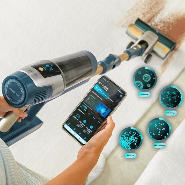 Cecotec Conga Rockstar 11500 Odyssey Station Connected IA 2-i-1 stangstøvsuger Batteri Dry HEPA Poseløs 1,7 L 850 W Sort 5000 At