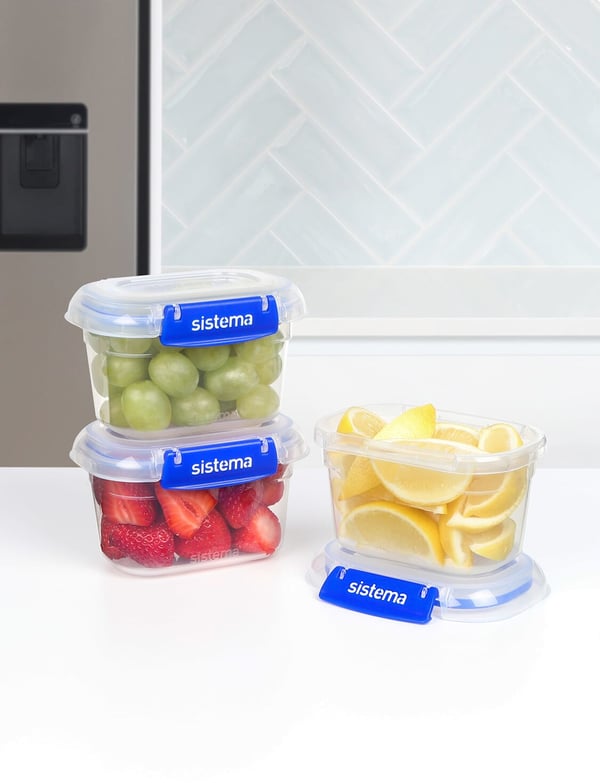 Sistema 881543 matburkar Oval Container 0,4 l Blå, Transparent 3 styck