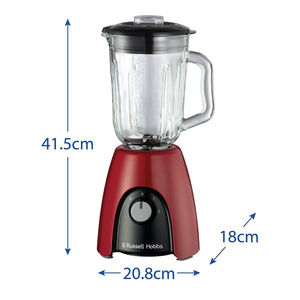 Russell Hobbs 27120-56 blender 1,5 L Bordplade blender 650 W Sort, Rød, Transparent