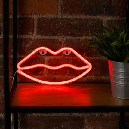 Forever Light Neon LED Light LIPS red Bat + USB FLNEO8 Ljusdekoration, figur