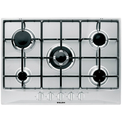 Pikkukuva 1 / 2: Glem Gas P5GFXV keittolevy Musta, Ruostumaton teräs Kiinteä 70 cm Kaasuliesi 5 alue(tta)