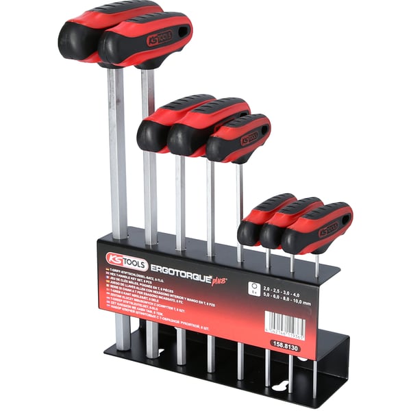 KS Tools 158.8130 insexnyckel Insexnycklar med T-handtag, set 8 styck
