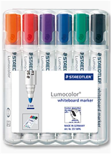 Staedtler Lumocolor 351 WP6 speedmarker 6 stk Sort, Blå, Grøn, Orange, Rød, Violet