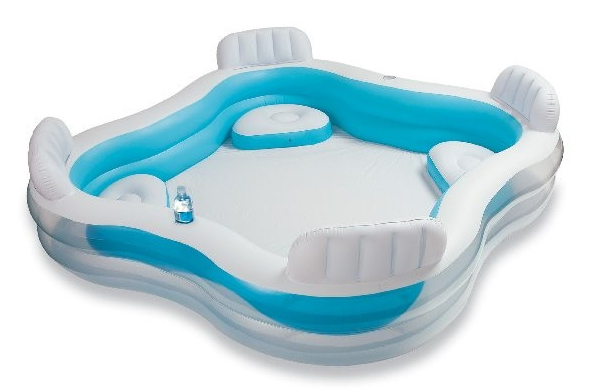 Intex 56475 swimmingpool til over jorden Oppustelig pool Firkant 990 L Blå, Hvid