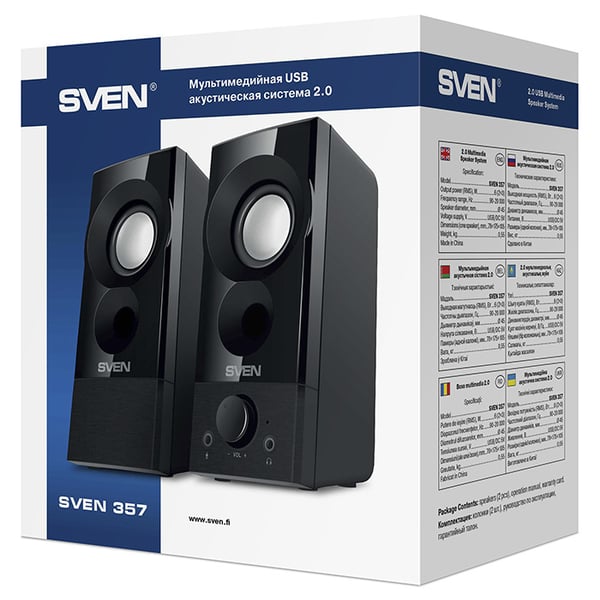 SVEN SV-018191 2-vejs højttaler Sort Kablet 6 W