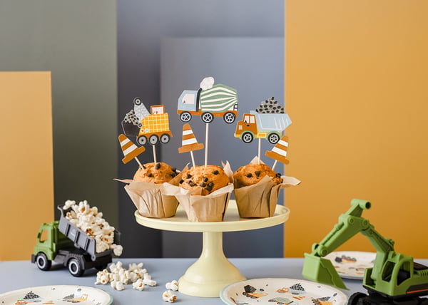 Miniatyrbillede 4 af 5: Muffinpynt - Entreprenørkøretøjer, 4-7 cm, mix (1 pk/6 stk.)
