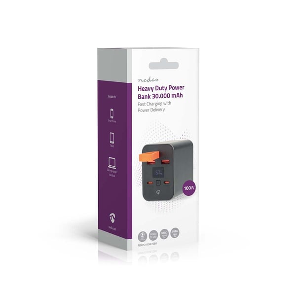 Pikkukuva 4 / 10: Nedis PBKPD100W25BK akku- ja paristolaturi Litium polymeeri (LiPo) 30000 mAh Musta, Harmaa