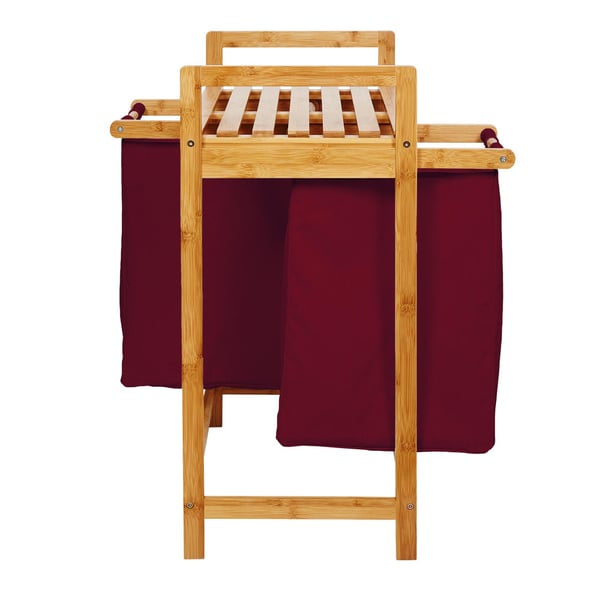 Miniatyrbild 2 av 10: Lumaland 08515 tvättkorg 60 l Rektangulär Bamboo, Bomull, Polyester, Trä Bamboo, Bordeaux