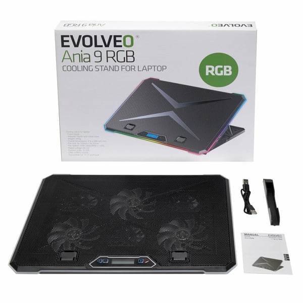 Evolveo ANIA9 køling til laptop 43,2 cm (17") 2500 rpm Sort