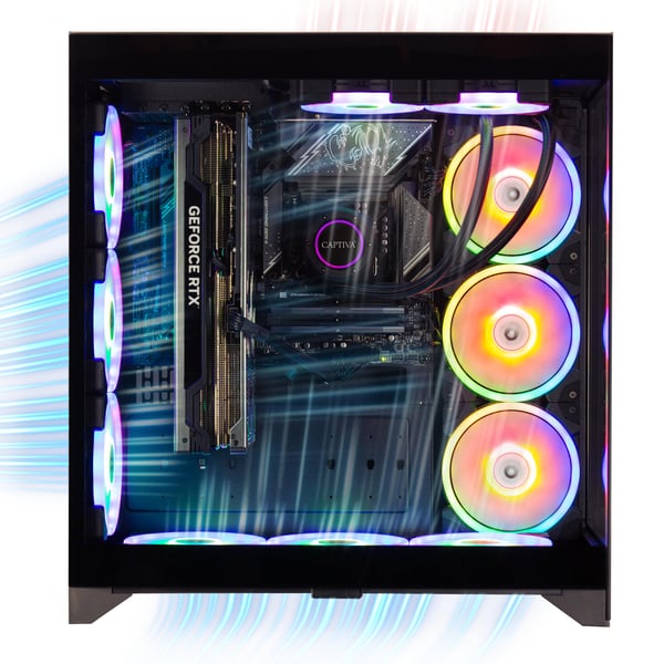 Miniatyrbillede 10 af 13: CAPTIVA Highend Gaming R90-302 AMD Ryzen™ 9 9950X3D 64 GB DDR5-SDRAM 2 TB SSD NVIDIA GeForce RTX 5080 Windows 11 Home Mini Tower PC Sort