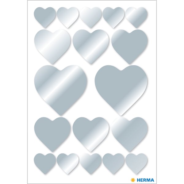Pikkukuva 2 / 2: HERMA Hearts silver koristetarra Paperi Hopea Kiinteä 36 kpl