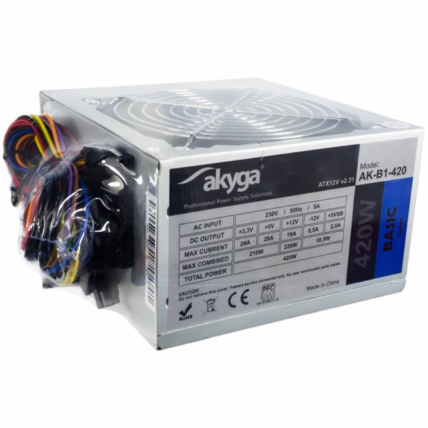 Miniatyrbild 5 av 6: Akyga AK-B1-420 strömförsörjningsenheter 420 W 20+4 pin ATX ATX Grå
