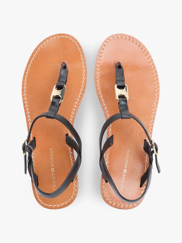 Miniatyrbild 2 av 7: Tommy Hilfiger Leather TH Monogram Strap Sandals Sandaler Flicka Svart
