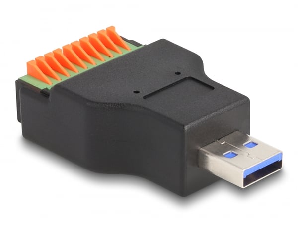 Miniatyrbild 1 av 2: DeLOCK 66238 kabelomvandlare (hane/hona) USB Type-A 10 pin terminal block Svart, Grön