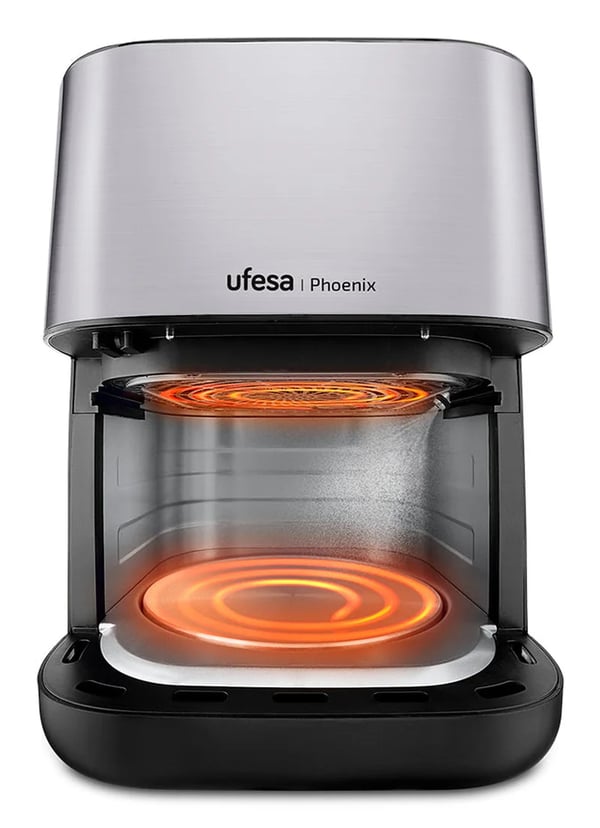 Miniatyrbillede 2 af 10: Ufesa Phoenix 6L Enkelt Enkeltstående 1800 W Varmluftsteger Sort, Rustfrit stål