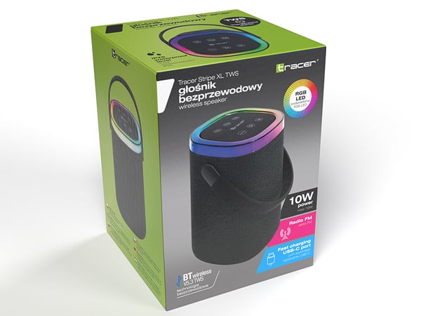 Miniatyrbillede 2 af 10: Tracer Stripe XL TWS BT RGB Compare Bærbar stereohøjttaler Sort 10 W