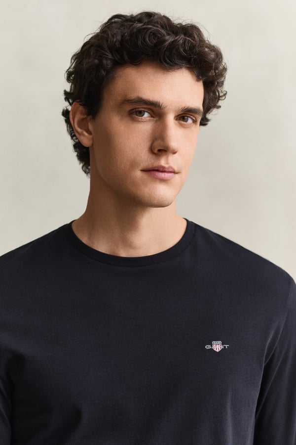 Gant 2004049-5 T-shirt Rib-knit neckline Langærmet Bomuld