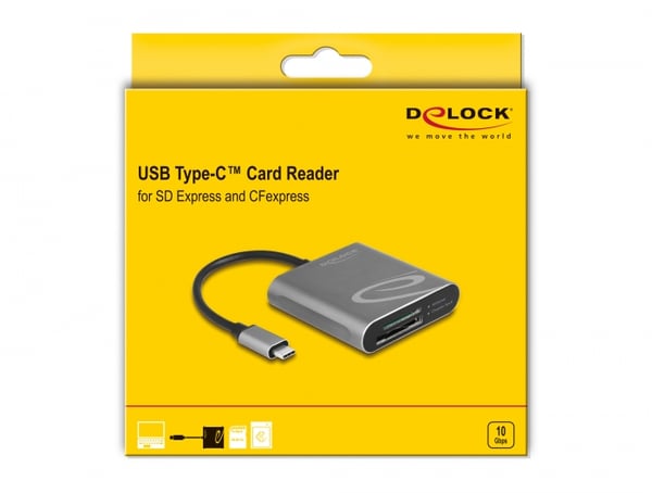 DeLOCK 91000 kortinlukija USB 3.2 Gen 2 (3.1 Gen 2) Type-C Harmaa