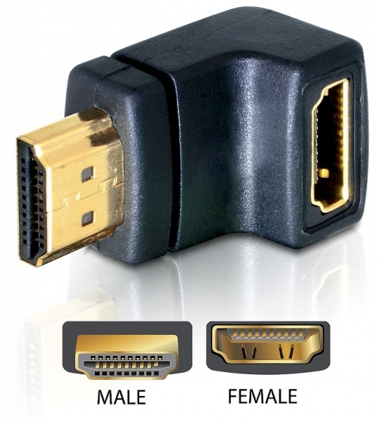 DeLOCK HDMI male > HDMI female 90° down HDMI 1.3 Sort DeLOCK HDMI male > HDMI female 90° down HDMI 1.3 Sort