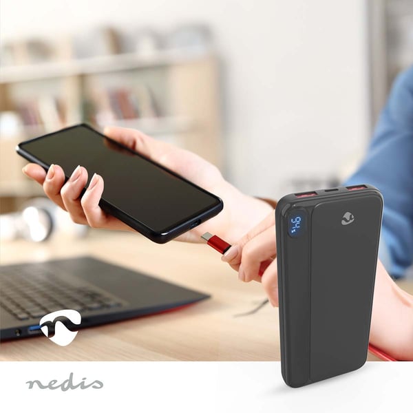 Nedis PBKPD20W125BK akku- ja paristolaturi Litium polymeeri (LiPo) 10000 mAh Musta