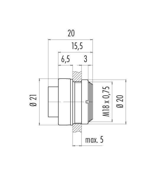 Miniatyrbillede 2 af 6: BINDER 99-0623-00-07 kabelsamler M18